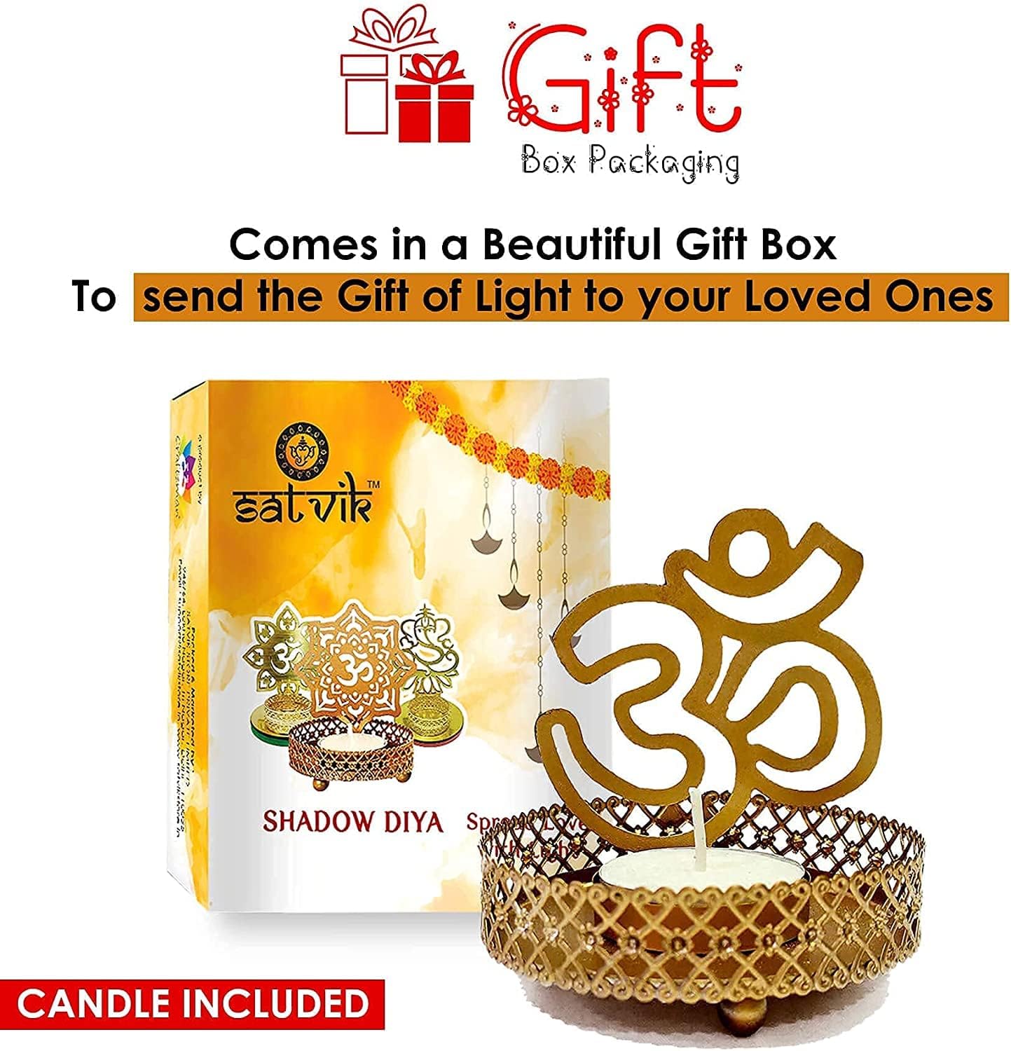 Satvik Wholesale 50 PC OM Shadow Diya for Diwali Decoration Traditional Decorative Murti Statue Home/Office Religious Tea Light Candle Holder Stand Indian Housewarming Return Gift Items Ridhi Sidhi