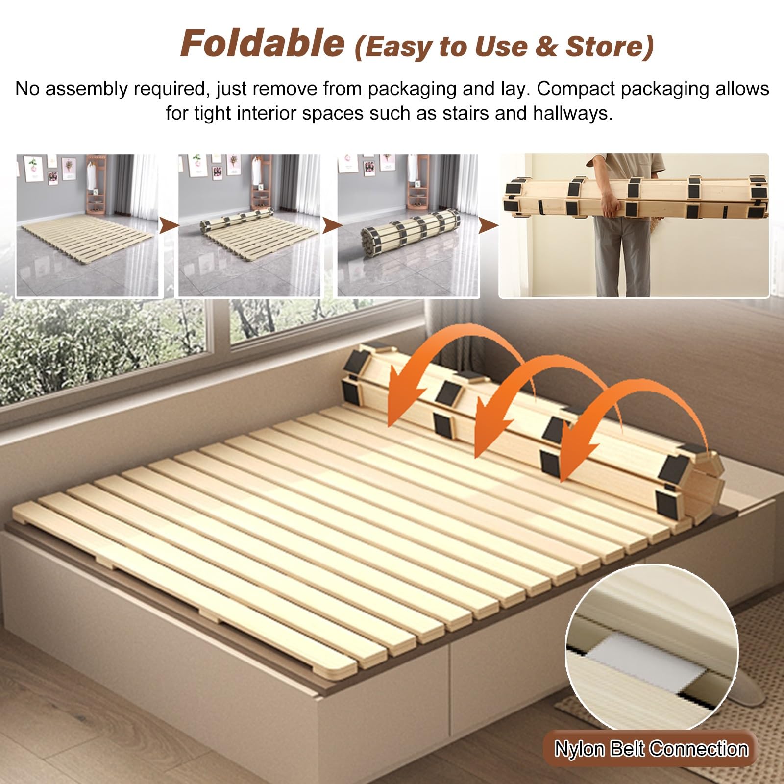 Doghe Pieghevoli in Legno per Letto, doghe di Ricambio per Letto ad Alta Resistenza - Tavola Pieghevole per Letto Singolo/Matrimoniale/Queen Size/Full Size - Doghe in Legno Resistenti per ca