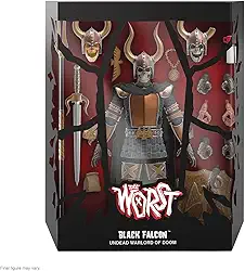 Super7 ULTIMATES! The Worst Black Falcon - 7" The Worst Action Figure with Accessories Collectibles and Retro Toys