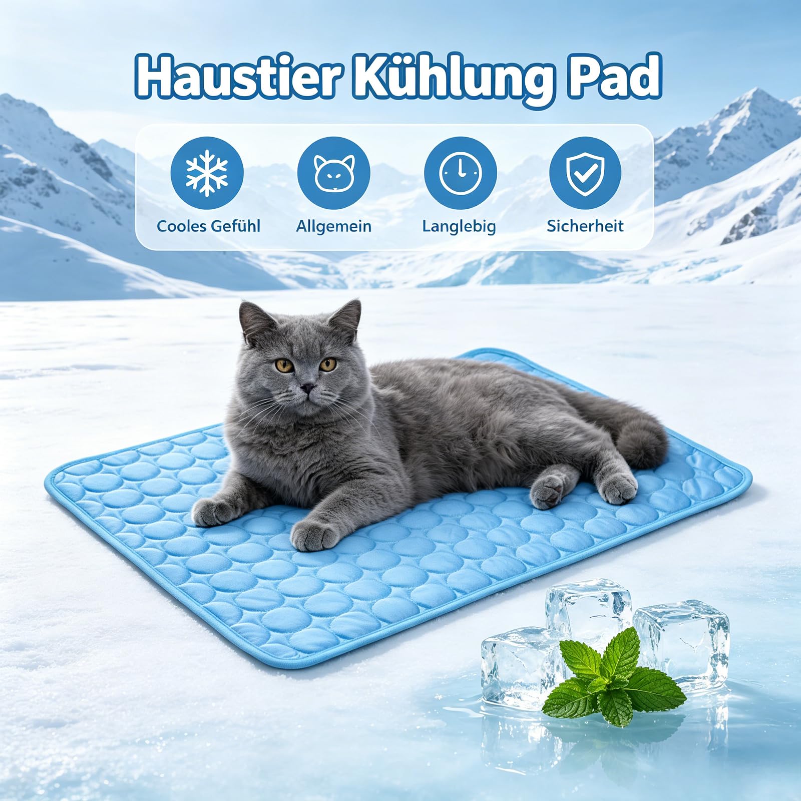Generisch Kühlmatte selbstkühlend für Hund Und Katze, Neu Selbst Kühlende Hundematte Sommer, rutschfest, Tragbar Waschbar Pet Cooling Mat für Zuhause, Auto & Reisen
