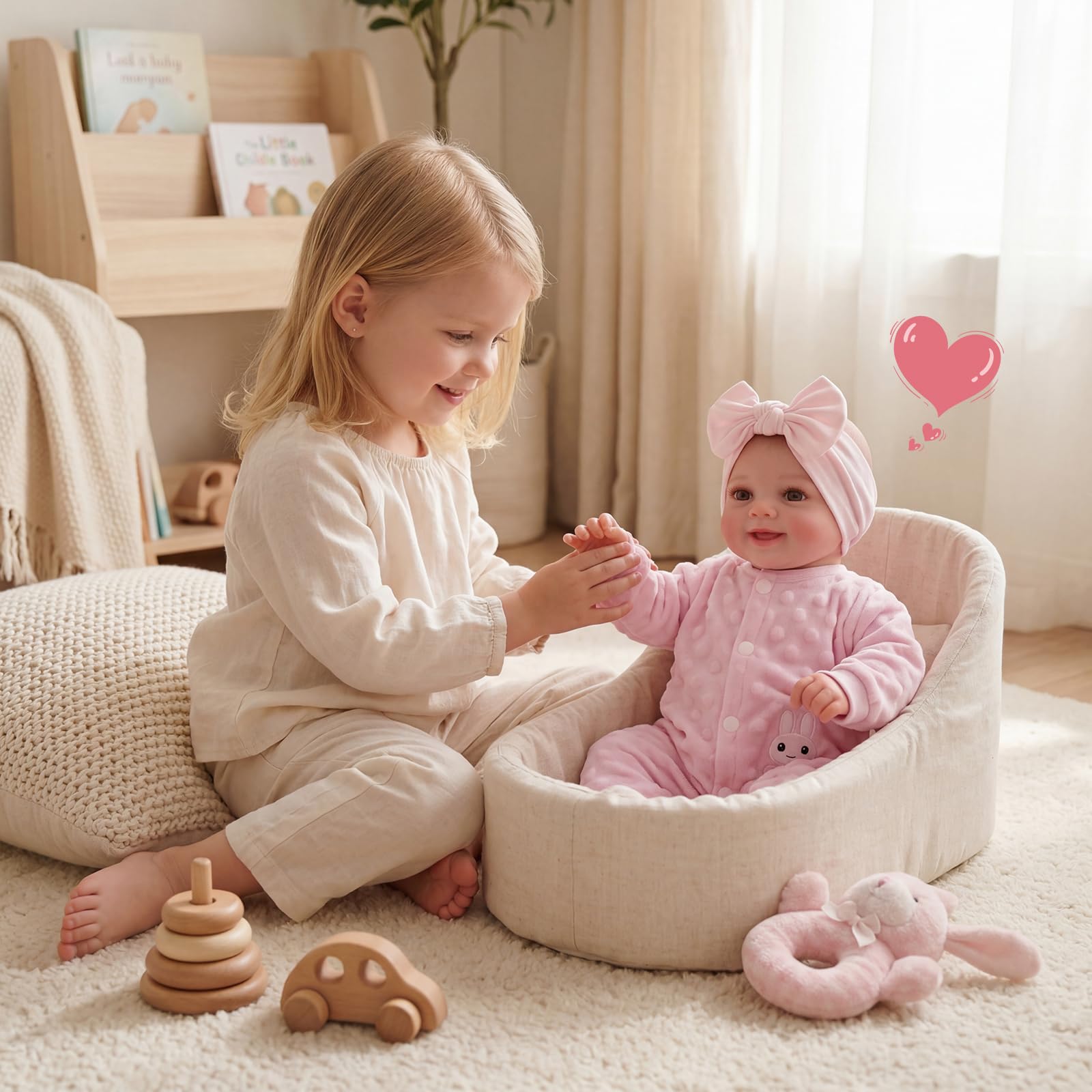 BABESIDE Rinato Bambino Bambole Sunny 17 Pollici Realistica Bambola Neonata Reborn-Baby Doll Corpo Morbido Tessuto Reincarnate Babies Reale Aprire Gli Occhi