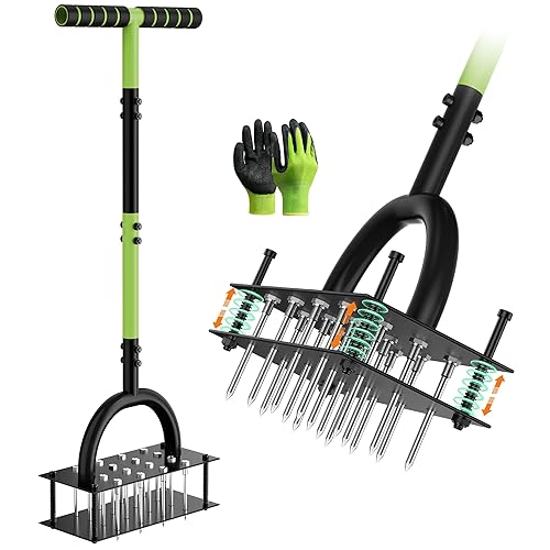 Lawn Aerator Manual Aerator Lawn Tool with 16 Spikes, Metal
