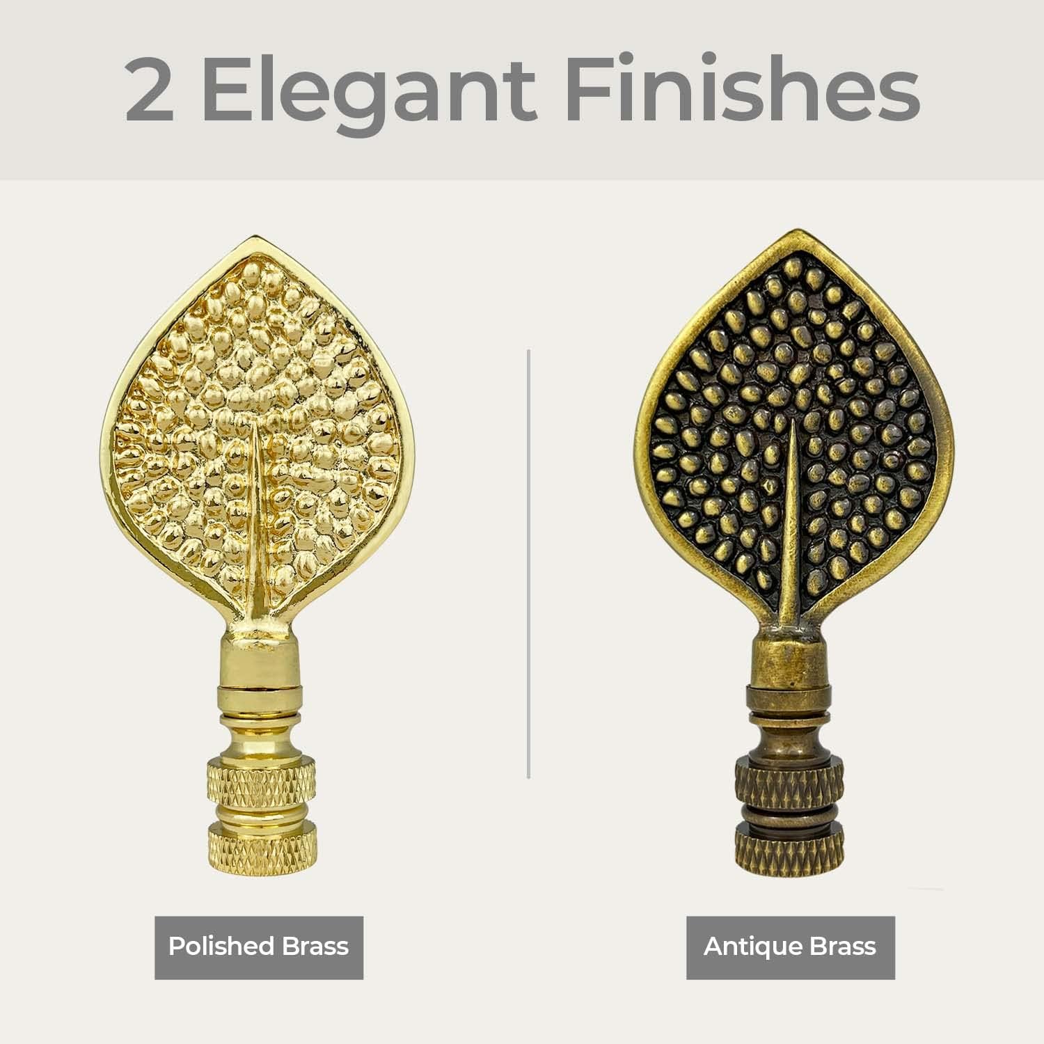 Royal Designs, Inc. Birch Leaf Finial for Lamp Shade, Antique Brass - Pack of 2