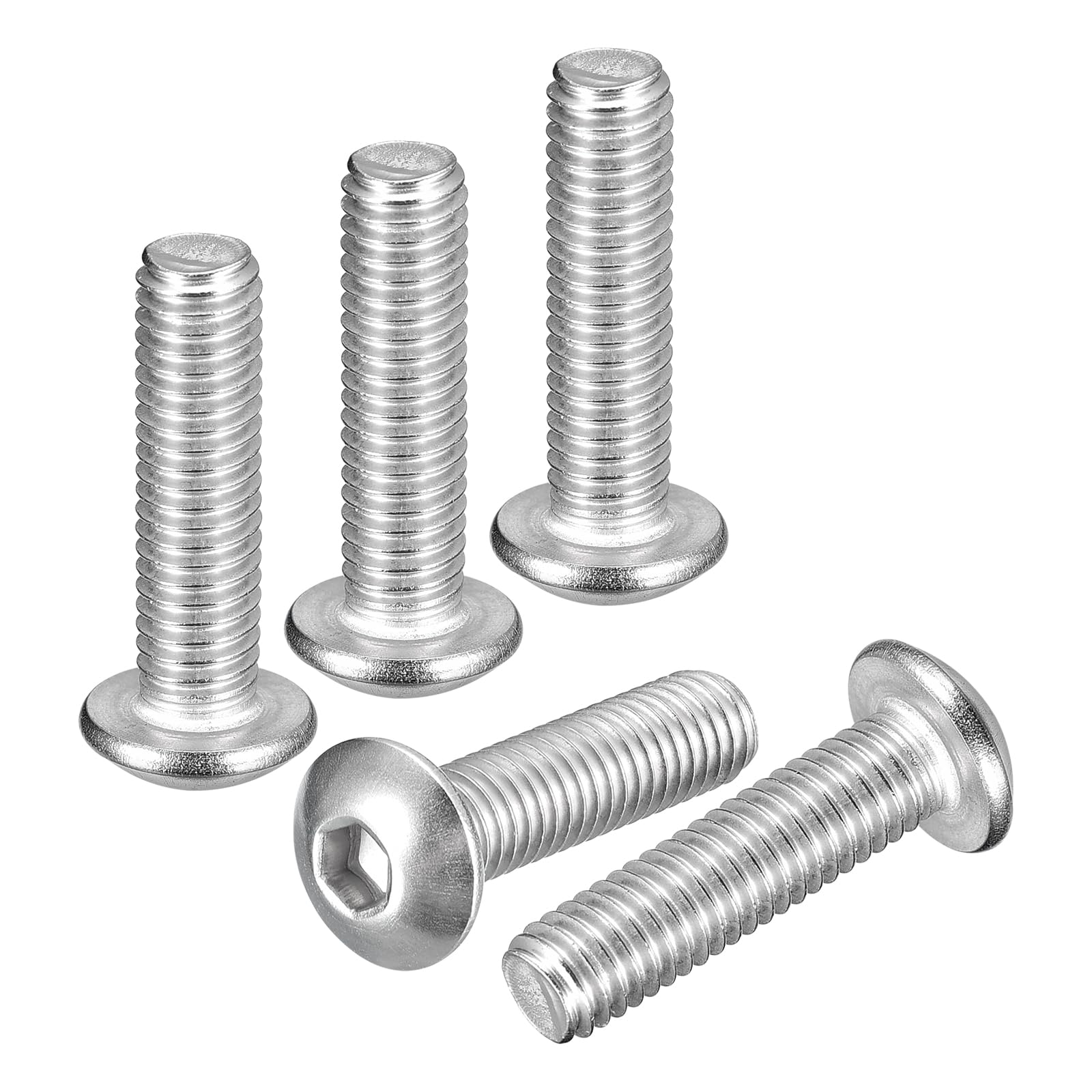 DTGN M5-0.8x20mm Button Head Socket Cap Screws - 5Pack - Good for Road Bicycle, Mountain Bike, Auto, Motorcycle - 316 Stainless Steel Whitewashed - Hex Drive Fasteners