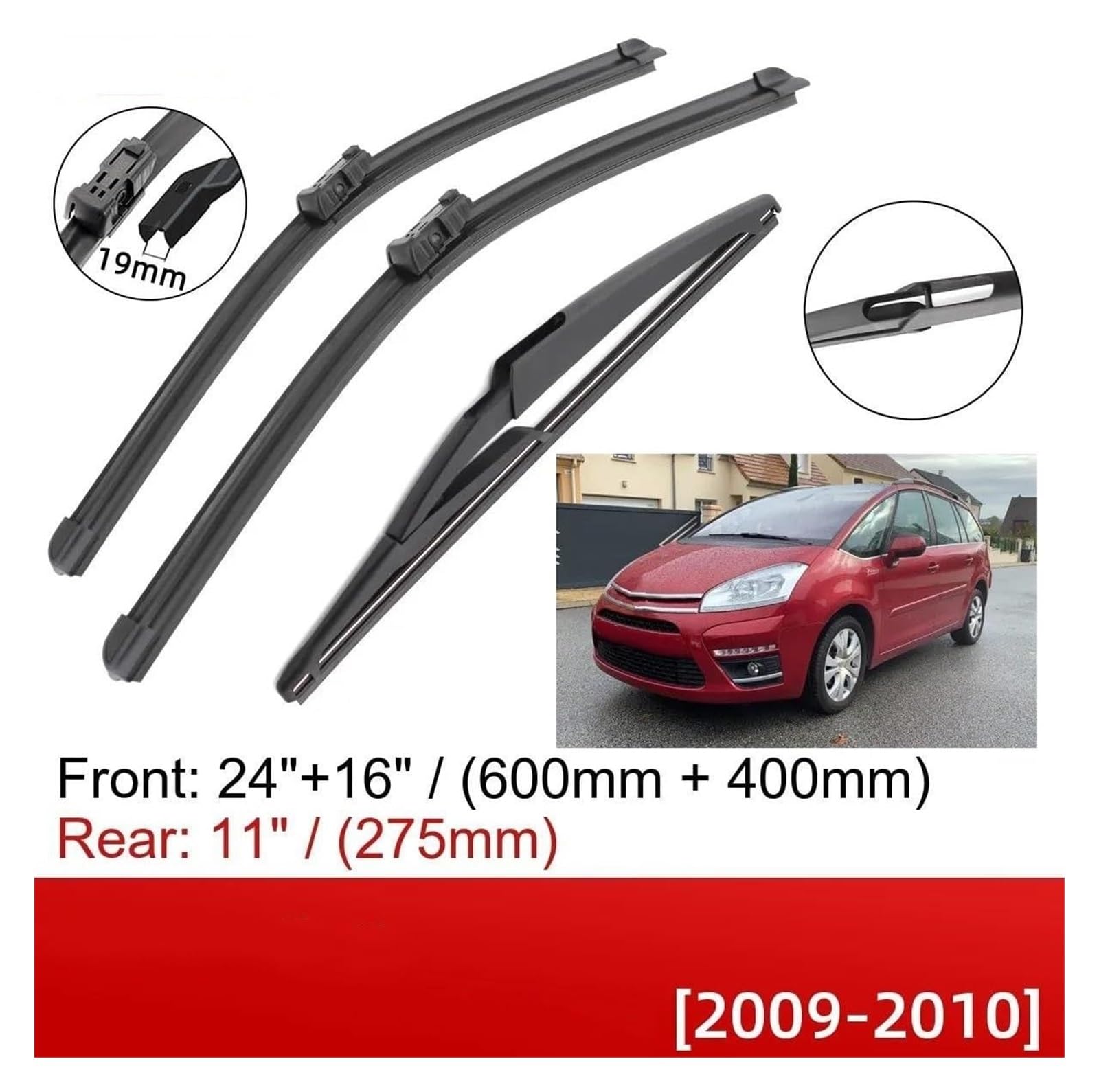 Tergilunotto Automobilistico per C3 per Picasso 2009-2010 24 "+16"+11" Auto Anteriore Spazzole Tergicristallo Spazzole Spazzole Tergicristallo Auto
