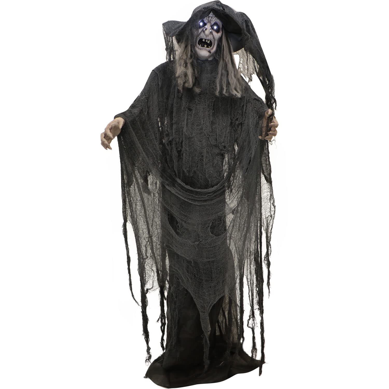 Haunted Hill Farm Life-Size 5.2 Ft Poseable Witch With Lights And Sound Indoor Covered Outdoor Halloween Decoration Hhwitch 13flsa