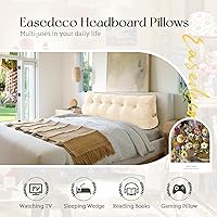 Vista 6 de easedeco Almohada triangular grande para cabecero de cuña, cojín grande para cabecero de espalda, respaldo y posicionamiento, almohada de lectura