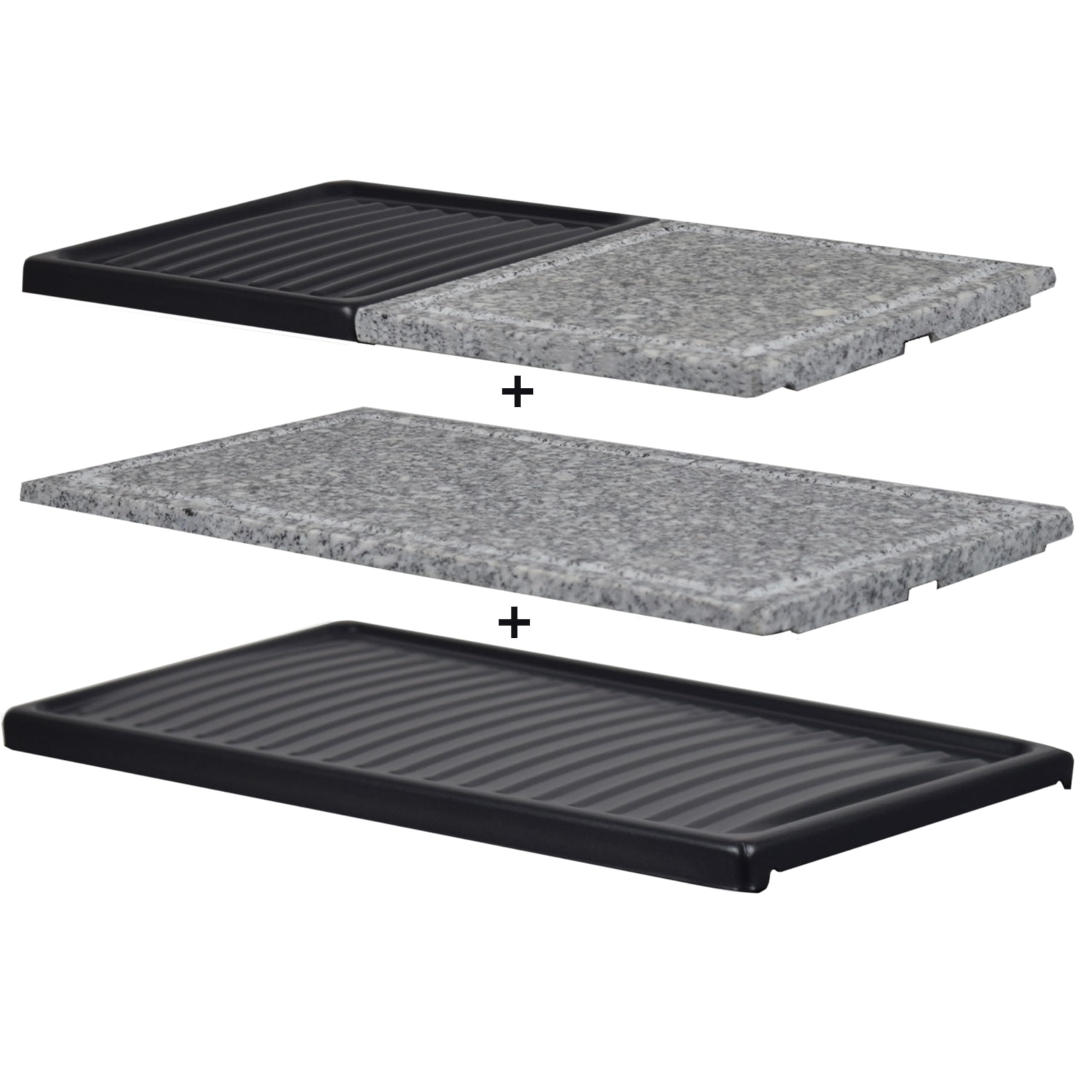 Syntrox Germany 3er Platten-Set für Raclette Aarau | Grillplatten | Steinplatte, Raclettezubehör, Einfache Reinigung, Antihaftbeschichtung, spülmaschinenfest