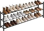 STORAGE MANIAC Long Expandable Shoe Rack, 6 Pairs Metal Wide Stackable Shoe Rack, Adjustable Shoes Shelf, Freestanding Shoes Organizer for Closet, Entryway, Hallway, Garage, Front Door, 1 Tier