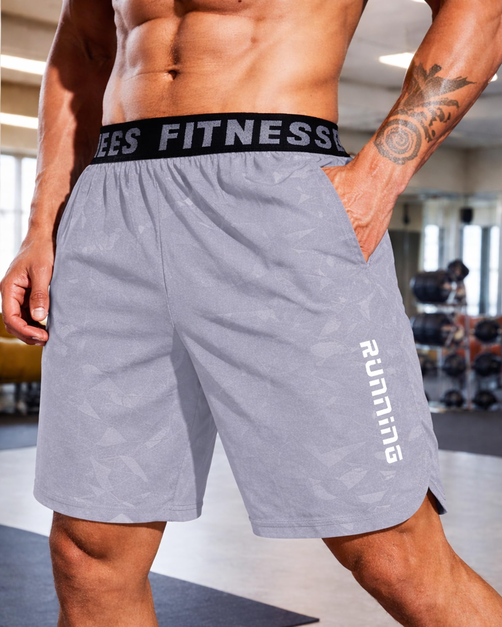 Pantalones cortos de entrenamiento de secado rápido para hombre, transpirables, elásticos, para correr, entrenamiento, atléticos — view 5