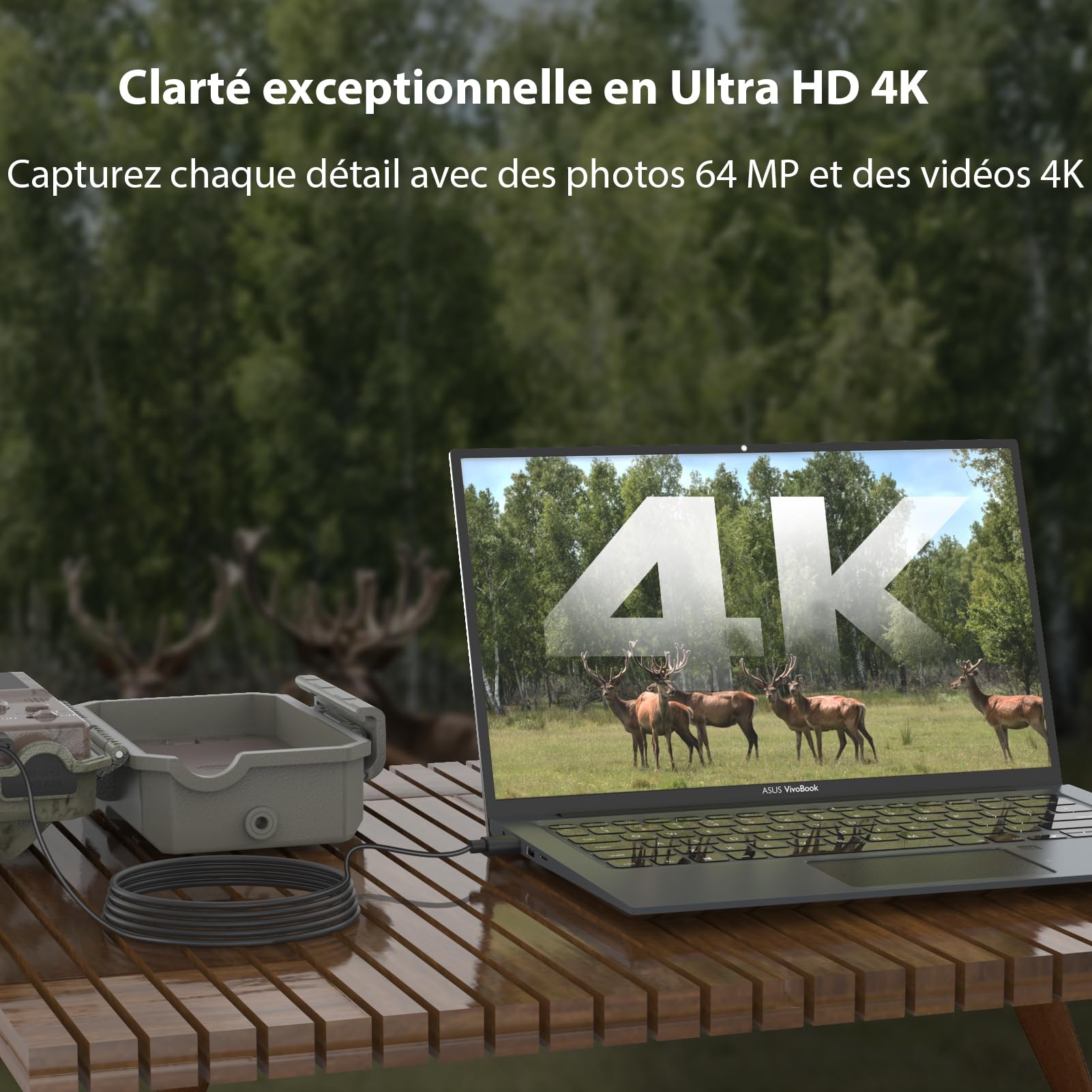 GardePro E5 2.0 Pro 4K Camera de Chasse, Carte SD de 64 Go | 64MP Caméra de Chasse, Camera Vision Nocturne Animaux Exterieur, Piege Photographique, Camera Detecteur de Mouvement