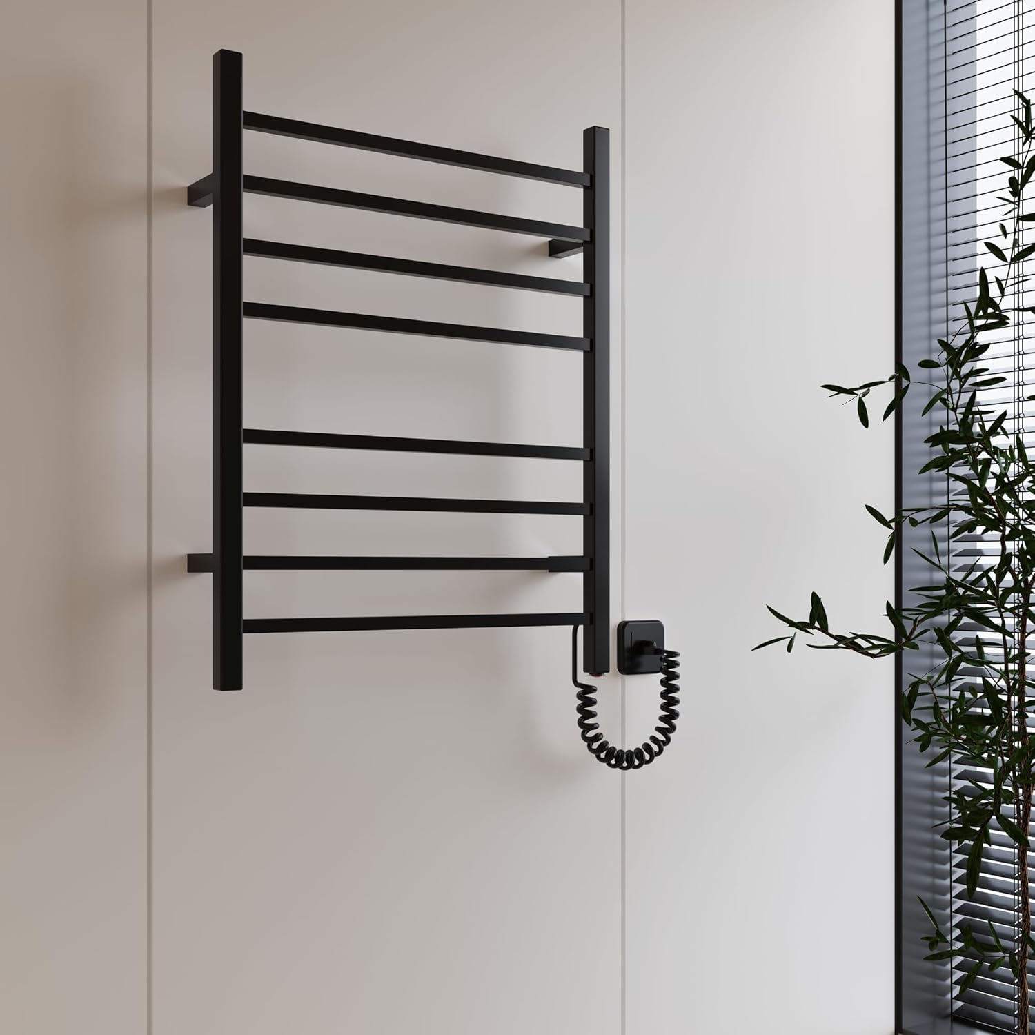 HEATGENE Towel Warmer, Heated Towel Warmer Rack, Wall-Mounted Hardwired/Plug-in Electric Towel Warmers for Bathroom, Hot Towel Rails - Matte Black