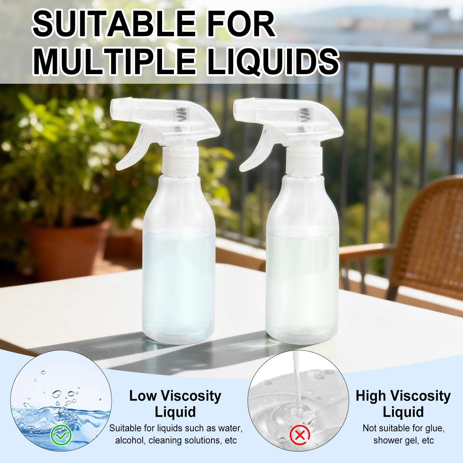 Bote Spray 300ml Pack de 2 Botellas, Pulverizador con Boquilla Regulable para Plantas y Limpieza