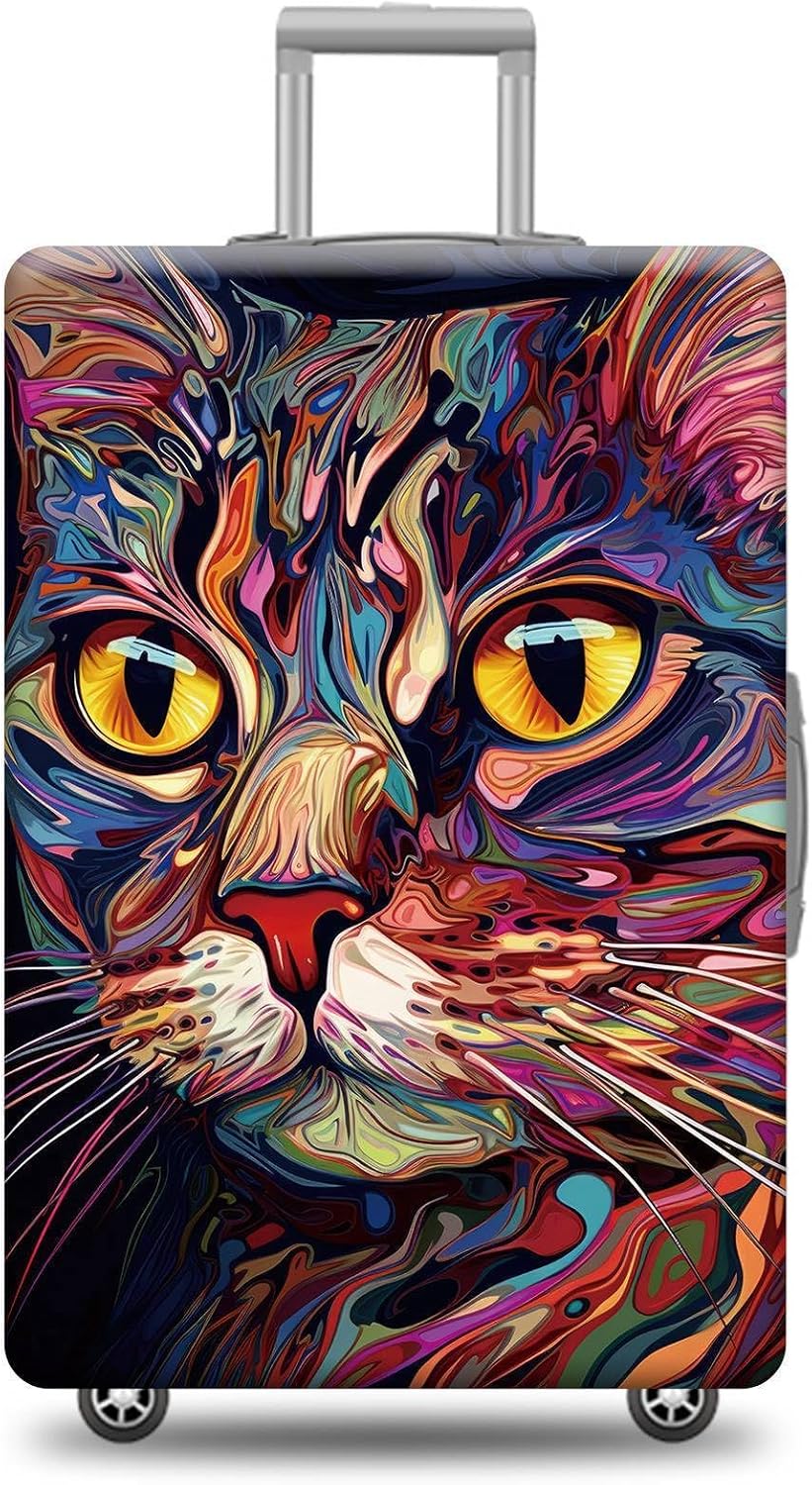 Personalized Luggage Cover Cute Arabian Mau Cat Suitcase Protector Washable Elastic Baggage Cover For Pet Lovers Fits 18"-32" Luggage Style 4