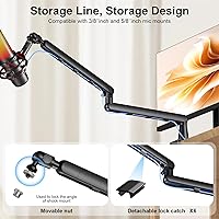 Vista 7 de Brazo de Micrófono, Aokeo AK-55 - Soporte de Brazo de Micrófono de Escritorio de Bajo Perfil Ajustable, Adecuado para Blue Yeti, Snowball iCE