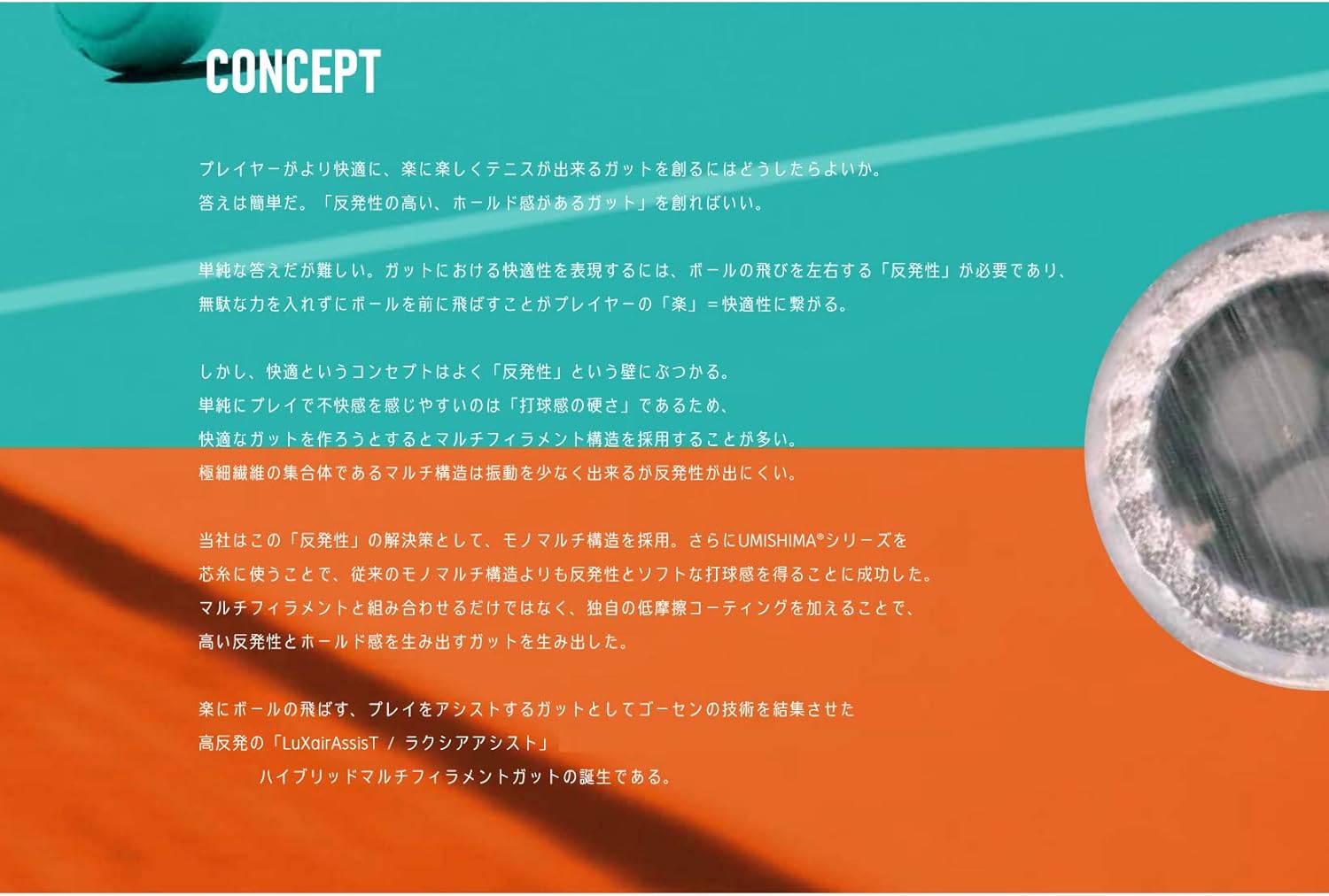 GOSEN LuXair Assist, Natural Good Control and Tension Retention, Multifilament Tennis String