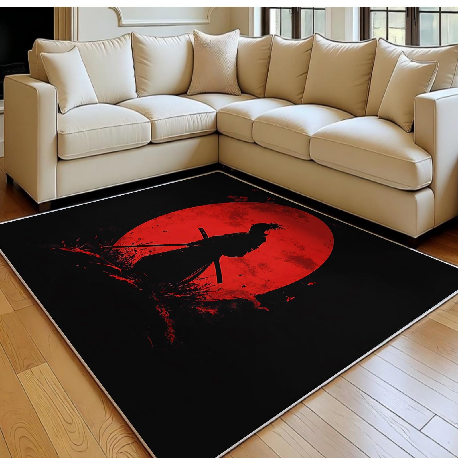 Tapis samouraï antidérapant doux poil ras pour salon