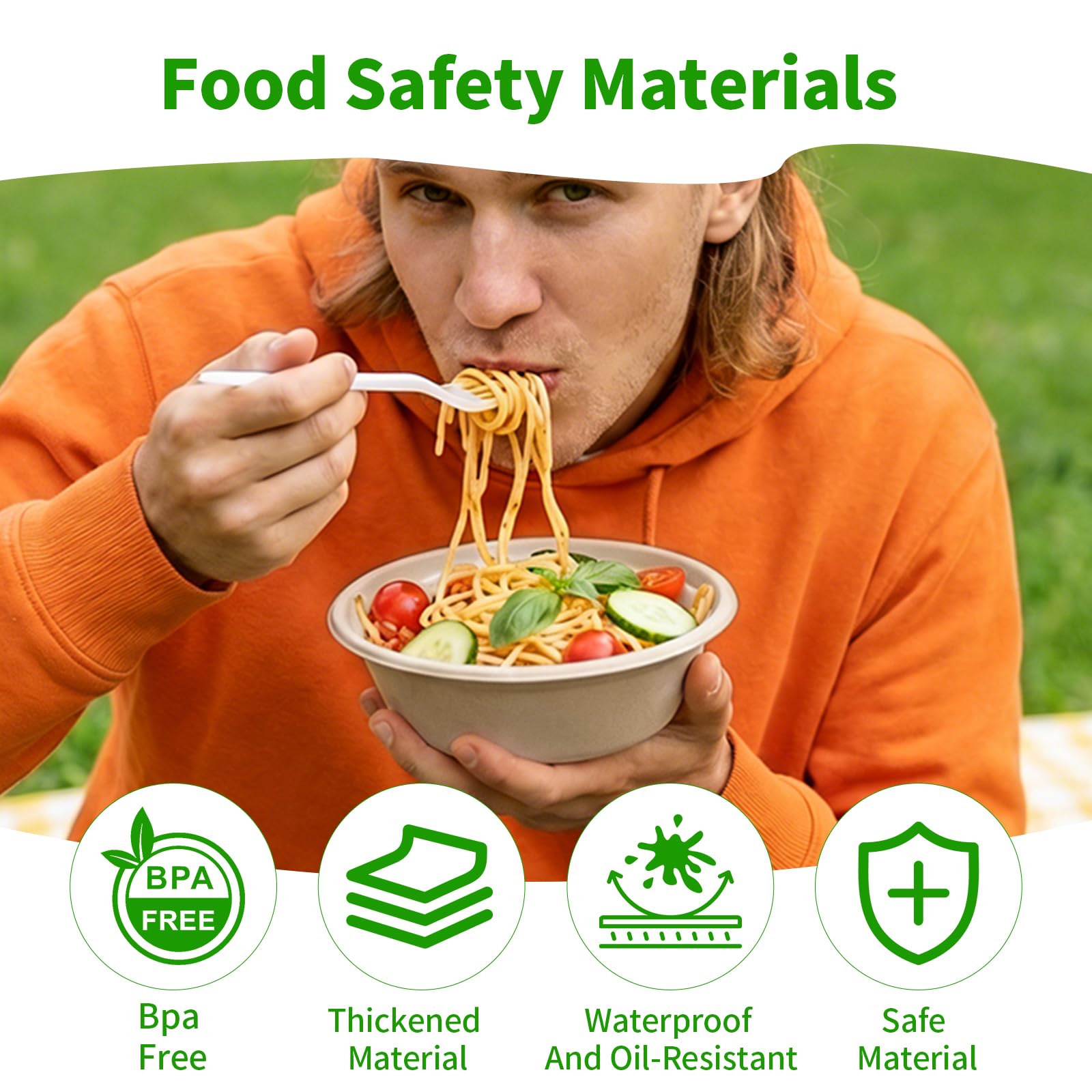 100 Pezzi Ciotole di Carta usa e Getta, 350ml, Resistenti e Stabili, Ciotole per Zuppa, Feste, Picnic Barbecue, Senza Plastica, Adatte per Alimenti Caldi e Freddi