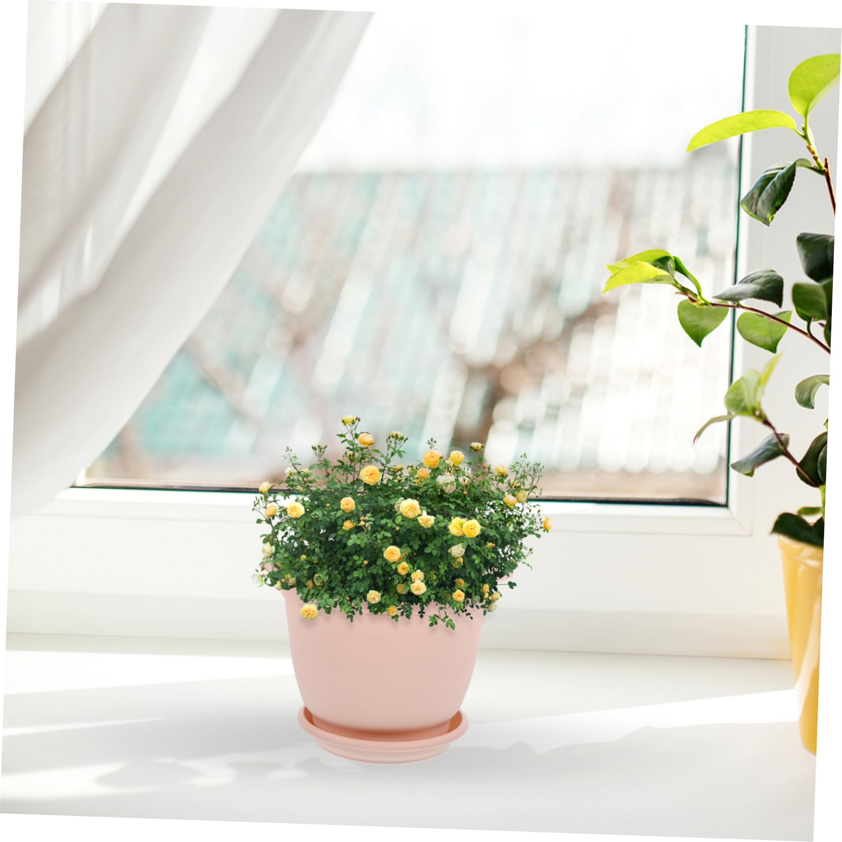 5 Ensembles De Pots De Fleurs en Plastique avec Soucoupes pour Plantes D'intérieur Et Pépinière Lot de Pots De Fleurs Extérieur pour Maison Jardin