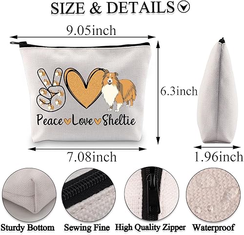 Miniatura 2 de BDPWSS Sheltie - Bolsa de maquillaje para amantes de los perros, regalos para mujeres, bolsa de maquillaje Sheltie Mom Shetland Sheepdogs Gift Peace