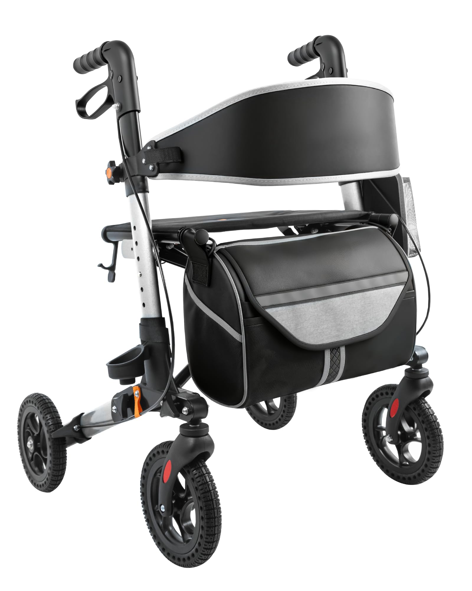Matinal Andador plegable con asiento para personas mayores, andadores ligeros, plata