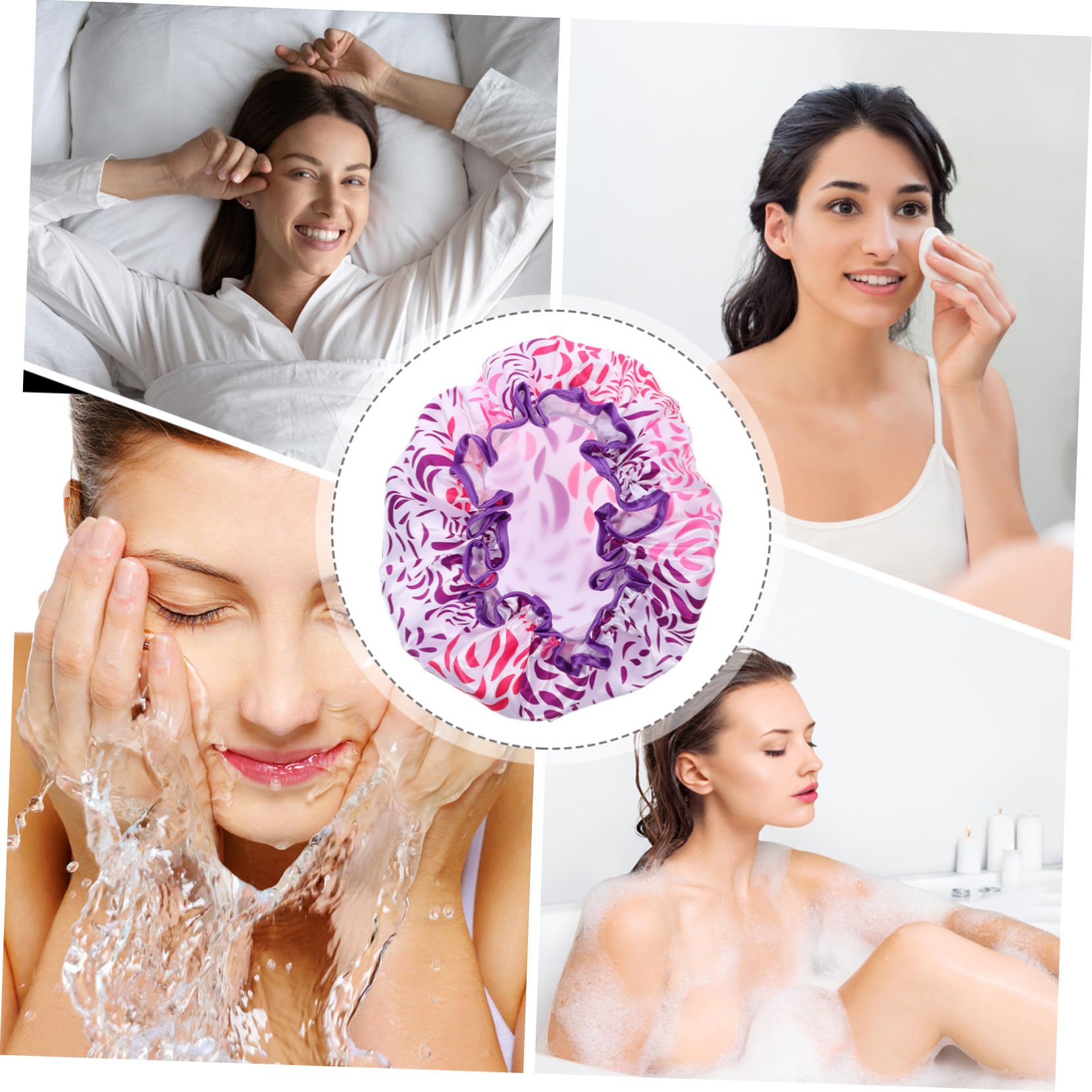 COLLBATH Bonnet de Réutilisable Satin Double Couche Imperméable et Élastique Extra Large pour Cheveux Longs Décoratif et Confortable
