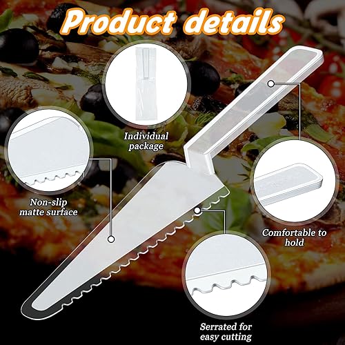 Miniatura 9 de Suclain Cortador de pasteles desechable de 9.1 pulgadas, servidor de plástico para tartas, espátula, cuchillos, tarta, pizza, pastelería, utensilios