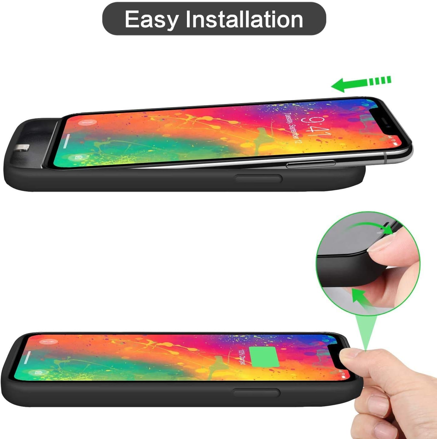 H H·E·T·P Battery Case for iPhone xr,【6800mah High Capacity】 Charging Case Extend 200% Battery Life,Portable Protective Charger Case for Apple iPhone xr (6.1inch) (Black)