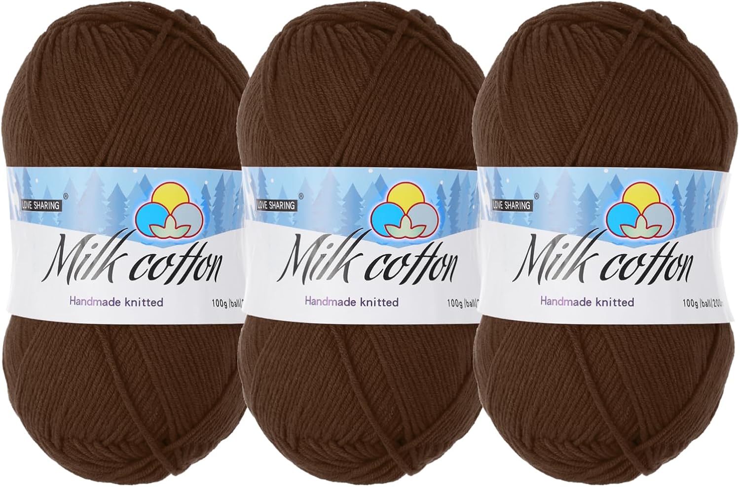 Cotton Yarn,65% Cotton and 35% Acrylic Fibers Soft Knitting Yarn[for Hand DIY Cushion Crocheting Knitting Projects Decor],3 Skeins/3×218yards/3×3.53oz/Light Blue/Lake Blue/Sky Blue