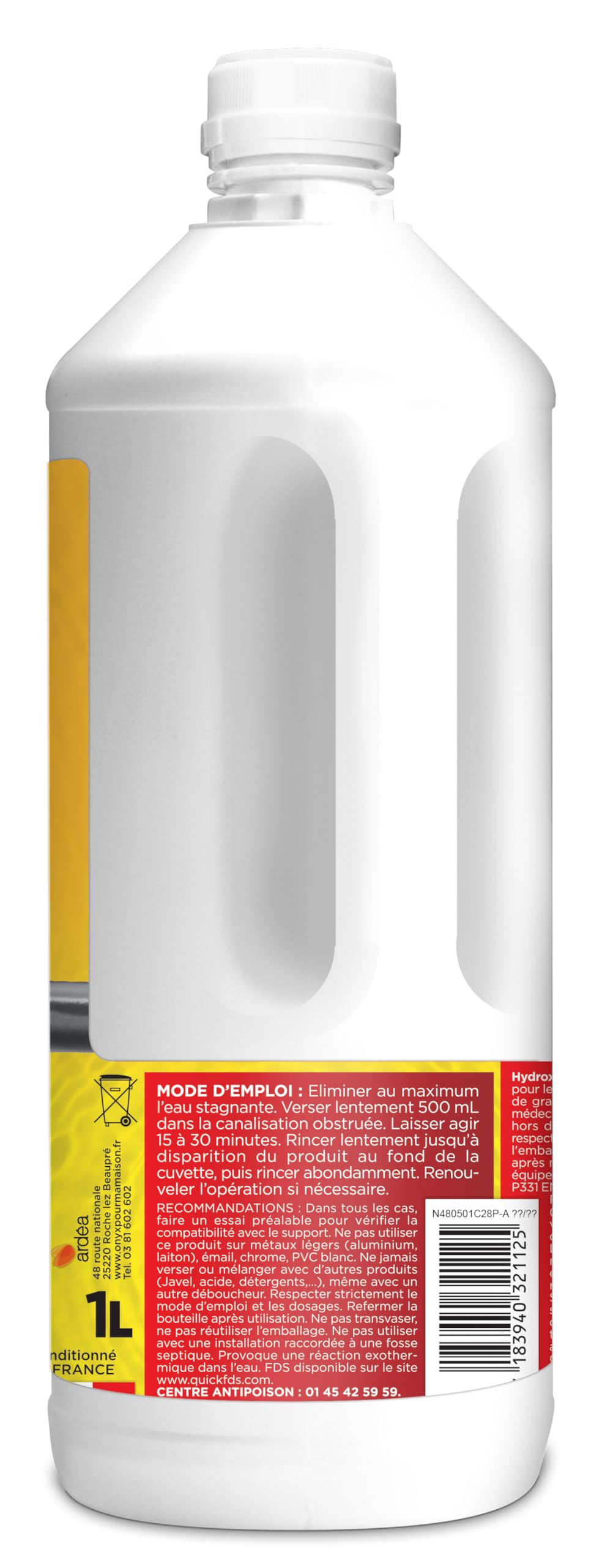 Onyx - Déboucheur Canalisation Professionnel - Formule Professionnelle & Surpuissante - Rapide et efficace - Fabrication Française - 1L