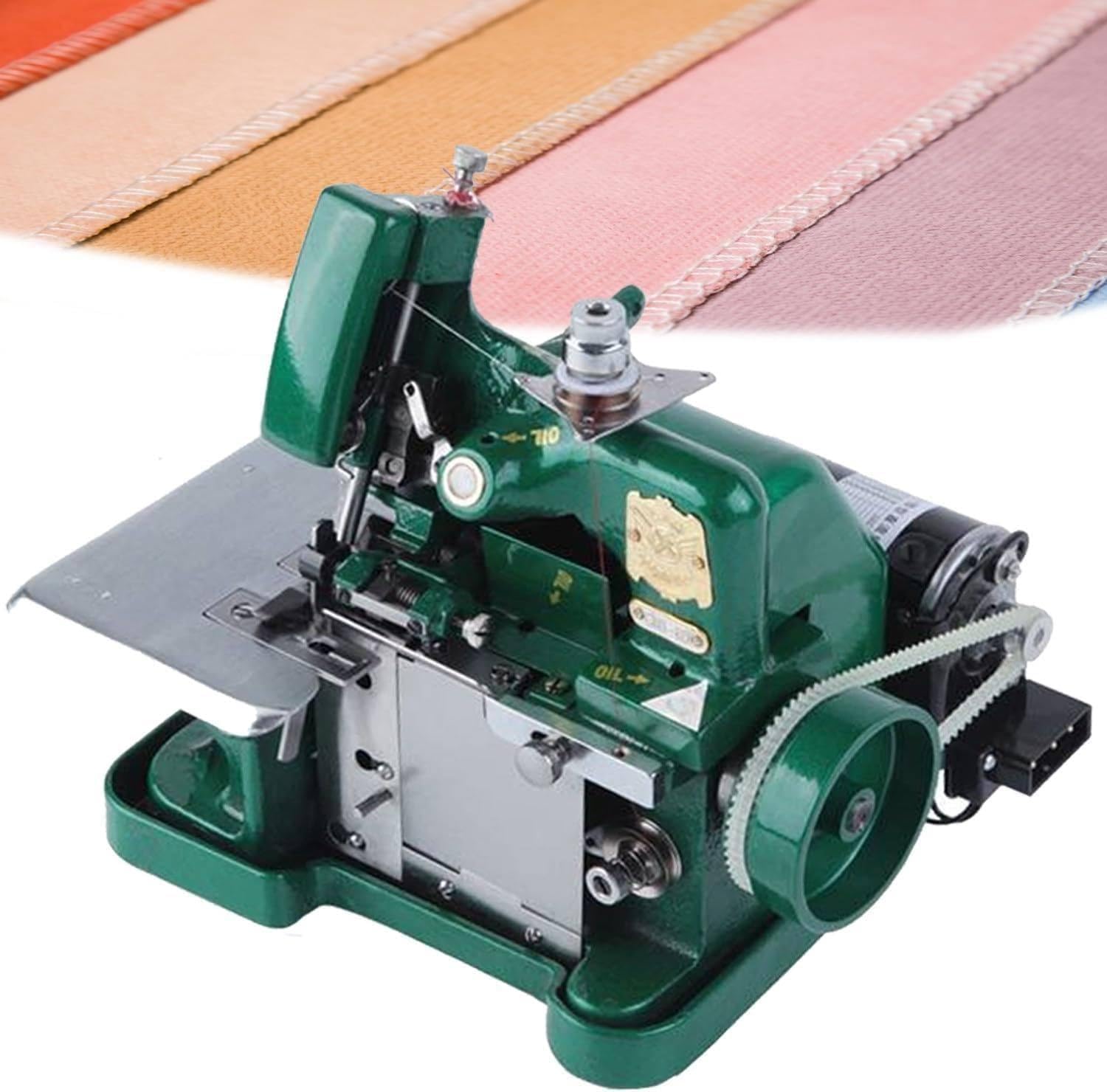 Máquina De Coser, Remalladora Industrial De 3000 Puntadas por Minuto Y Ancho De Remallado Ajustable De 3.0-4.0 Mm, para Dobladillos Y Telas Gruesas como La Mezclilla. Green