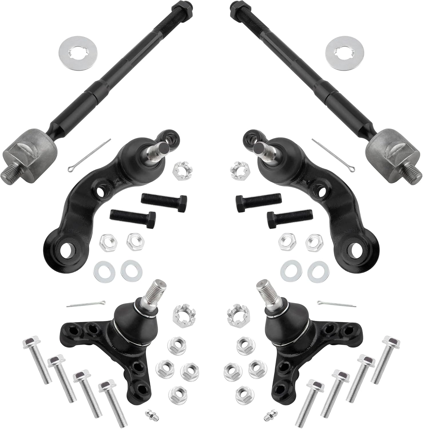 6Pcs Front Suspension Kit, Upper Lower Ball Joint, Inner Tie Rod End, For Toyota Tacoma 1995 1996 1997 1998 1999 2000 2001 2002 2003 2004 2.4L 3.4L RWD K90260 K90261 K90256 K90257 EV409