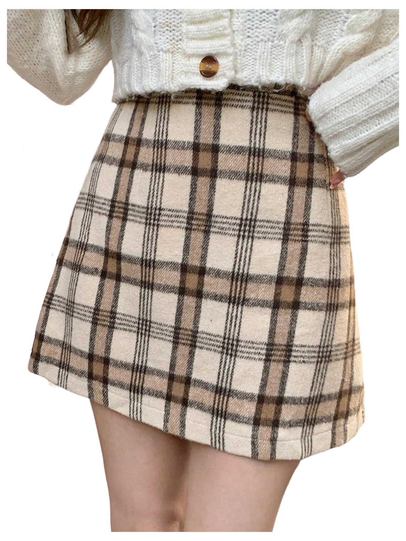 Floerns Womens High Waisted Plaid Mini Skirts Fall Clothes Trendy Casual A Line Skirt