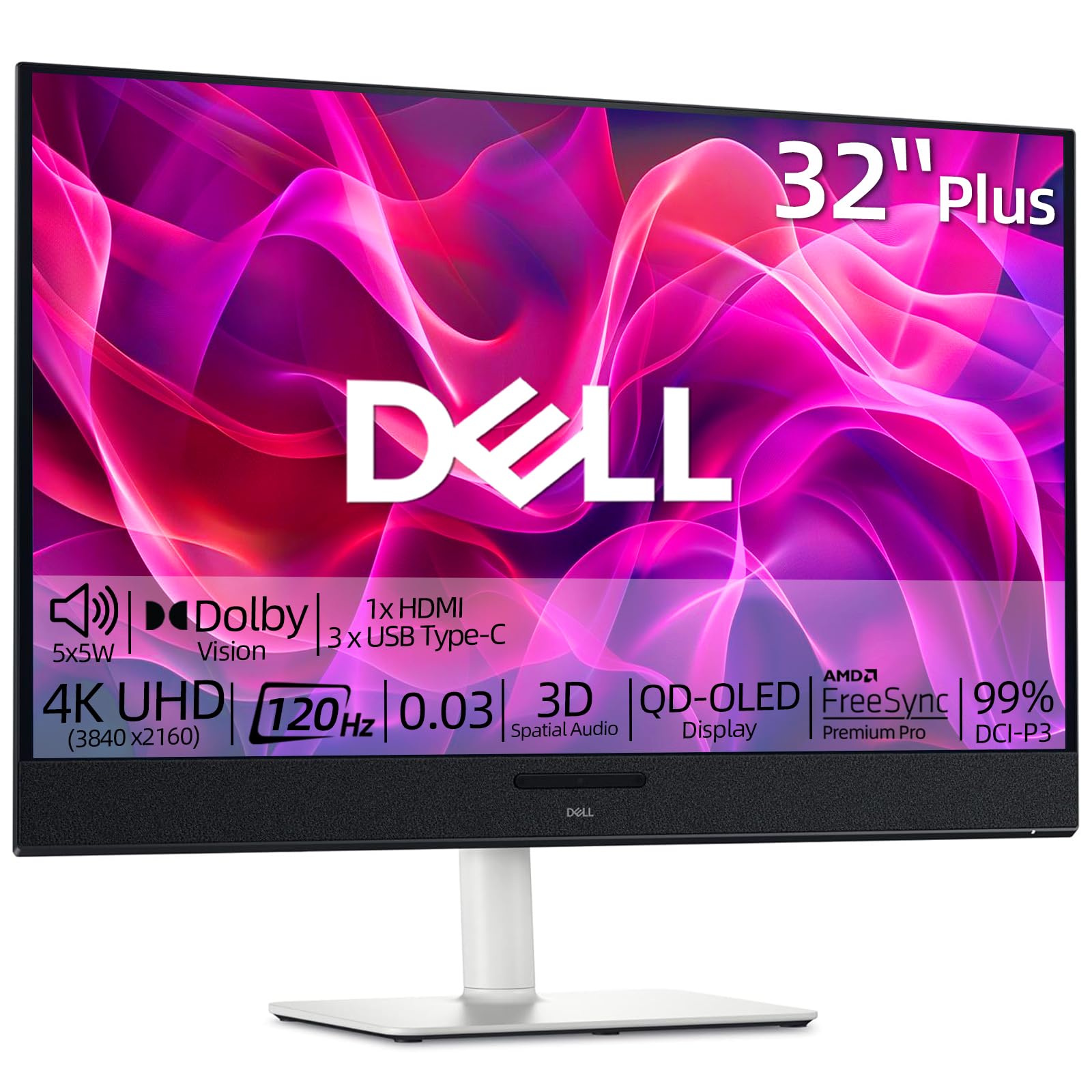 Amazon.com: Dell 32 inch Monitor, 4K (3840 x 2160), QD-OLED