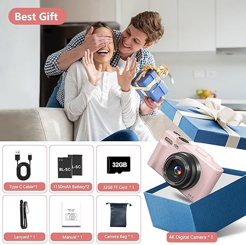 Miniatura 7 de Cámara digital para fotografía, cámara de vlogging 4K para YouTube de 3 pulgadas, pantalla abatible de 180, zoom digital de 18X, cámaras compactas