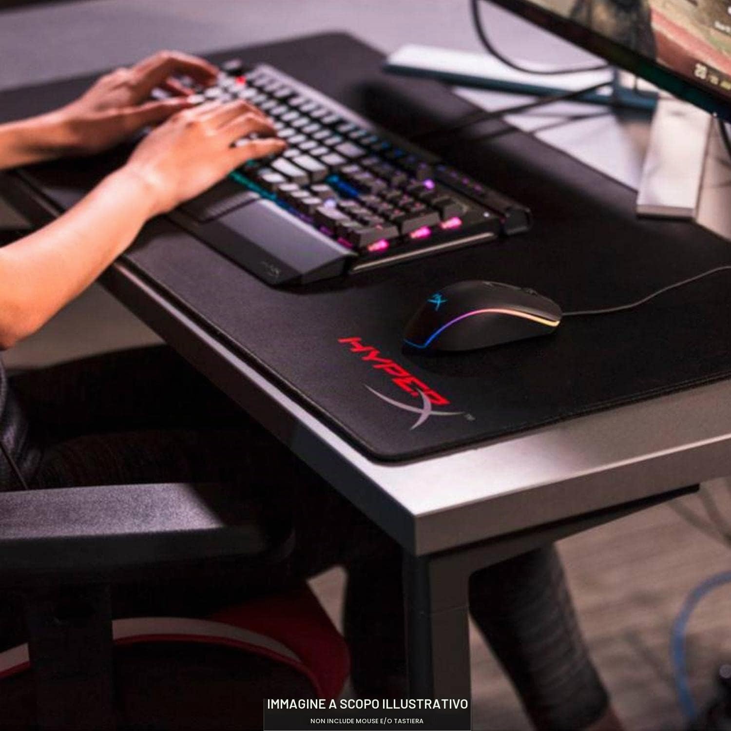 HyperX FURY S, Tappetino per Mouse da Gaming, Tracciamento di Precisione, Superficie in Tessuto Resistente, Cuciture Antisfilo, Fondo in Gomma Antiscivolo, Arrotolabile, Taglia Extra Large, Nero