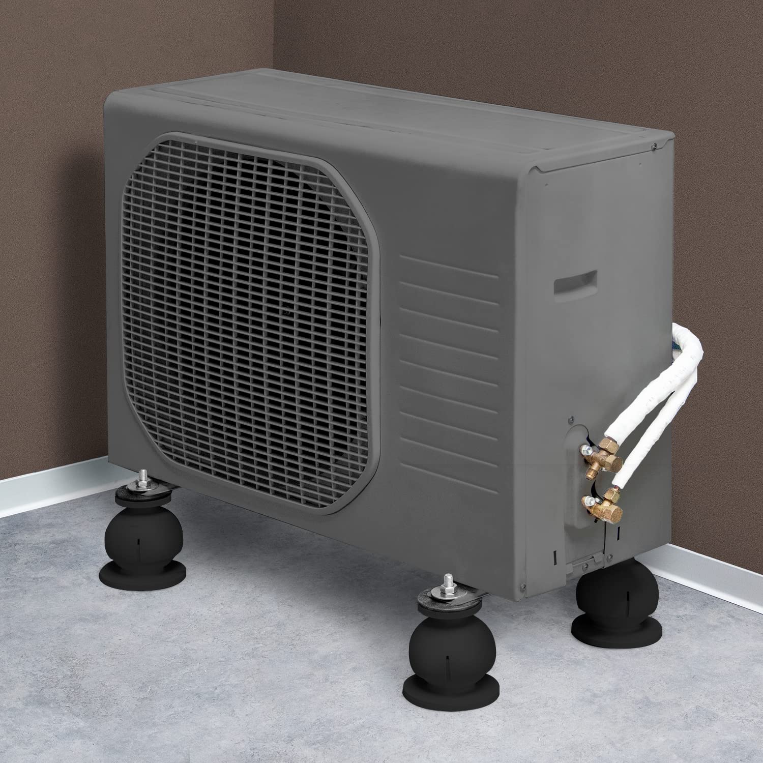 Errecom Mini Steady, Supporto a Pavimento Regolabile per Unità Esterne Climatizzatori e Pompe di Calore, RAL 9004 - Nero, confezione da 4 supporti