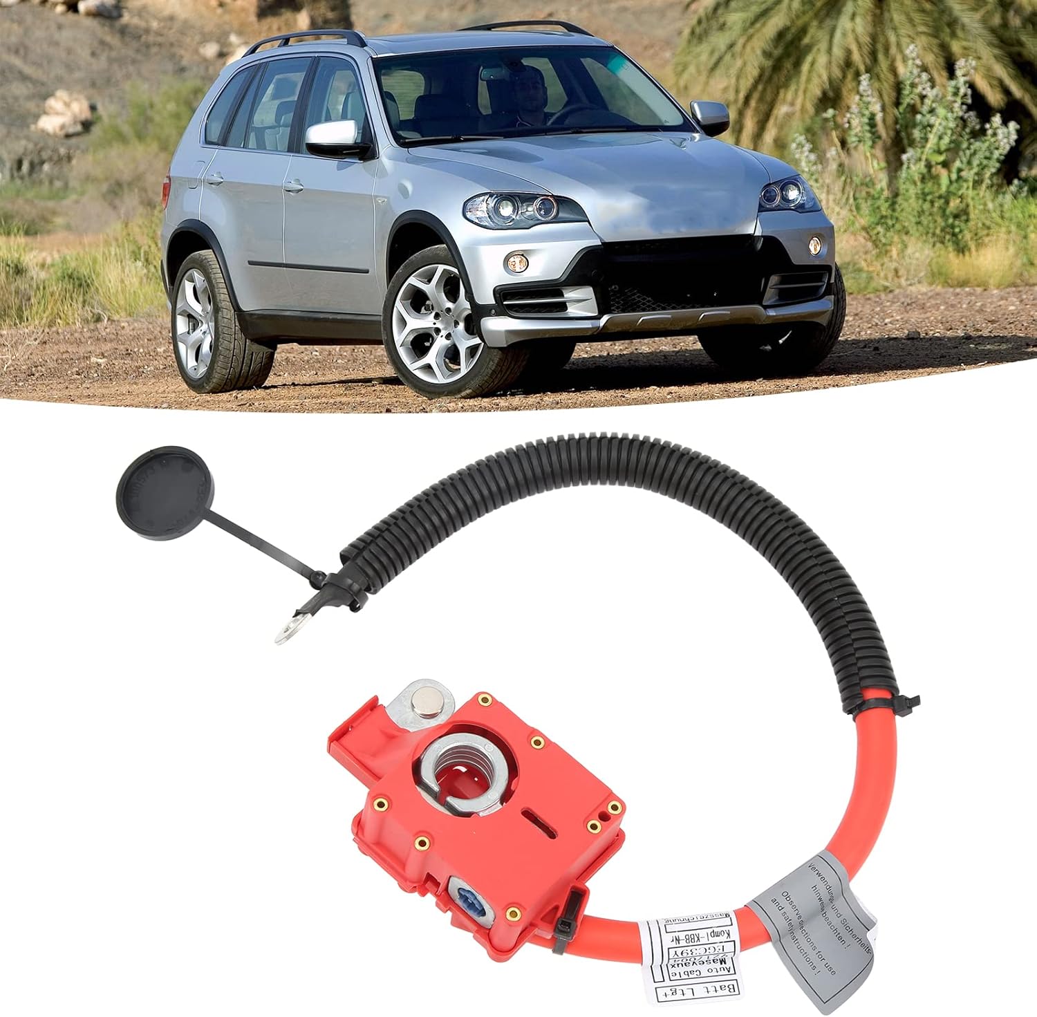 Positive Battery Cable with Copper Lug Terminal for X5 E70 X6 E71 E72, OE Replacement 61129217004, High Conductivity, Silicone Protected, sturdy Insulation