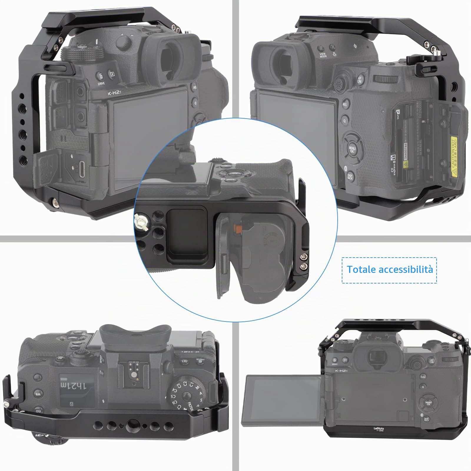 Gabbia Protettiva In Alluminio CNC Per Fuji XT2/XT3 – Antiscivolo Con Interfaccia Fredda E Attacchi 1/4 E 3/8