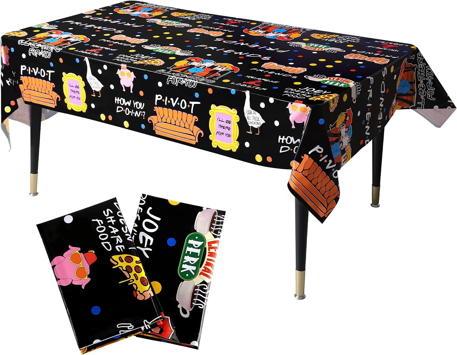 2 Pack Friends Party Tablecloths, Disposable Friends Plastic Table Cover, Friends TV Show Party Supplies, Friends Fan Birthday Party Decorations, 86.6 x 51.2in