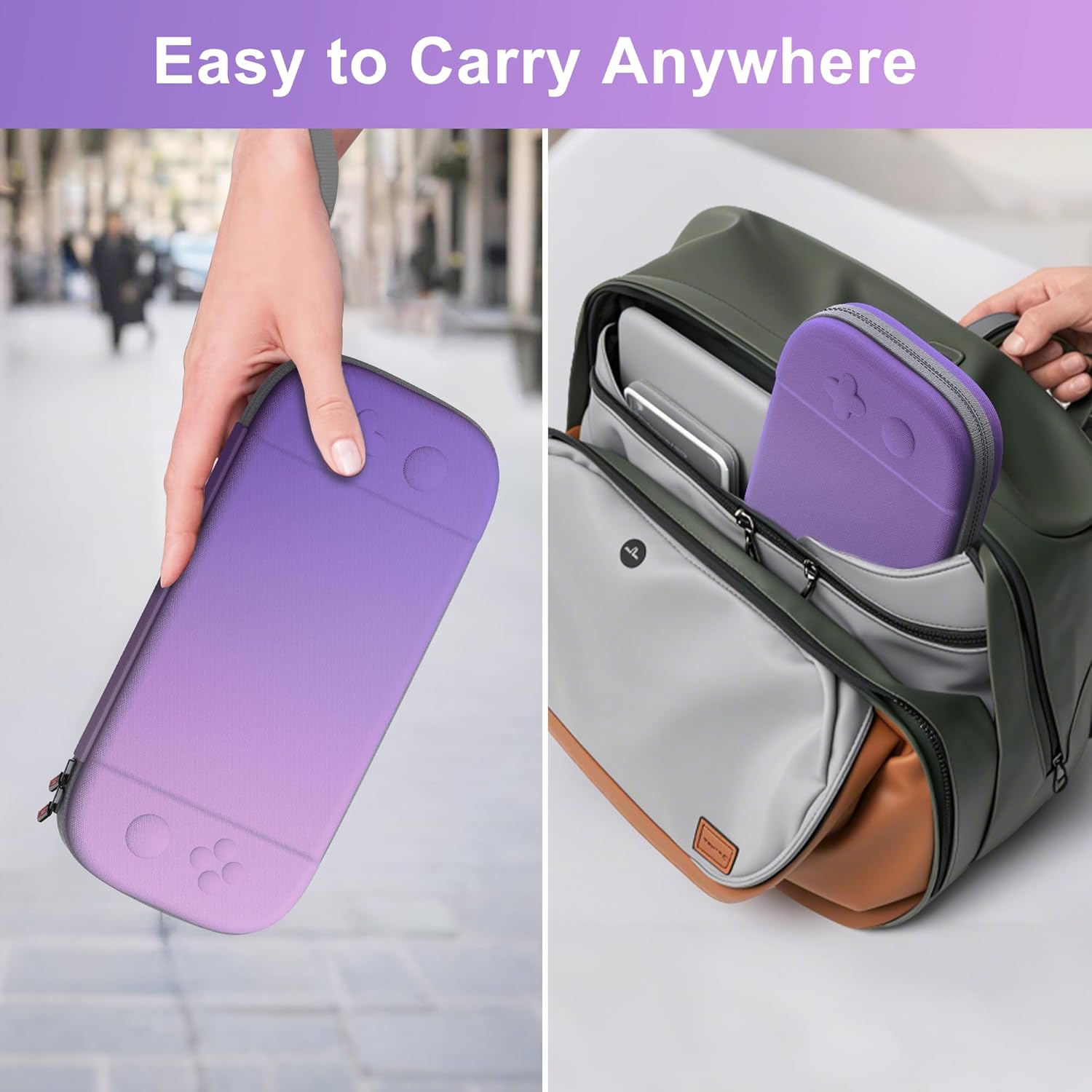 STARTRC GAMES Slim Carrying Case for Nintendo Switch 2 2025, Hard Shell Travel Case with 12 Game Card Slots, Portable Carry Bag for Switch 2 Console Purple