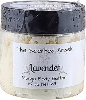 TSA Handmade Whipped Mango Lavender Body Butter Cream, Luxury Body Lotion for Dry Skin, Daily Moisturizing Shea Butter, Sunflower Oil, Mothers, Fathers, Women, Men, Teens, 1.5 oz Jar