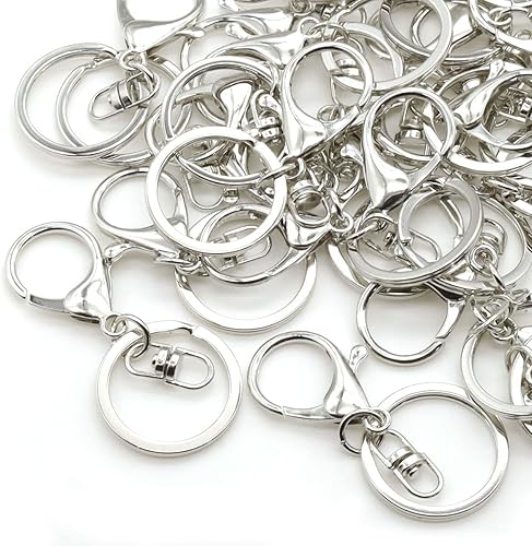 Miniatura 5 de 54 llaveros con cierre de pinza de langosta, cierres giratorios, cierre de mosquetón de metal con anillo dividido plano para accesorios de llavero