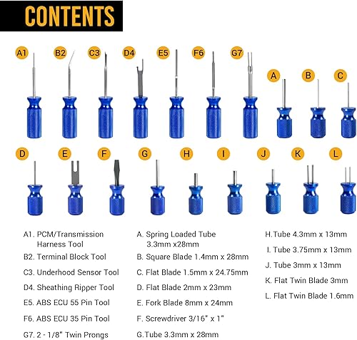 Miniatura 9 de EWK Kit de herramientas de extracción de conectores de liberación de terminales eléctricos universales de cable automotriz de 12 piezas