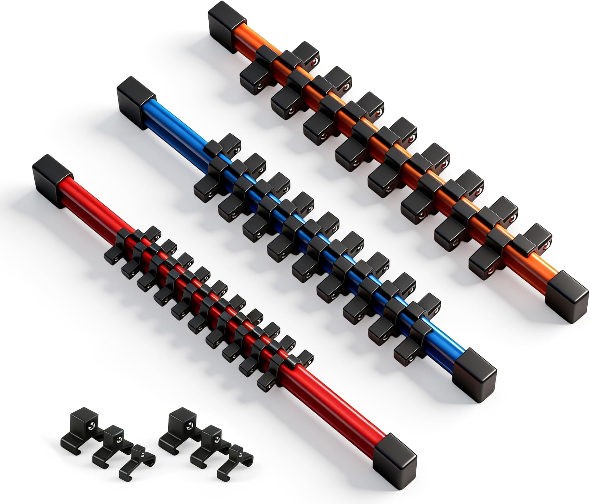 HORUSDY 3Pcs Double Sided Socket Organizer, 1/4-Inch, 3/8-Inch, 1/2-Inch, Premium Quality Socket Holders