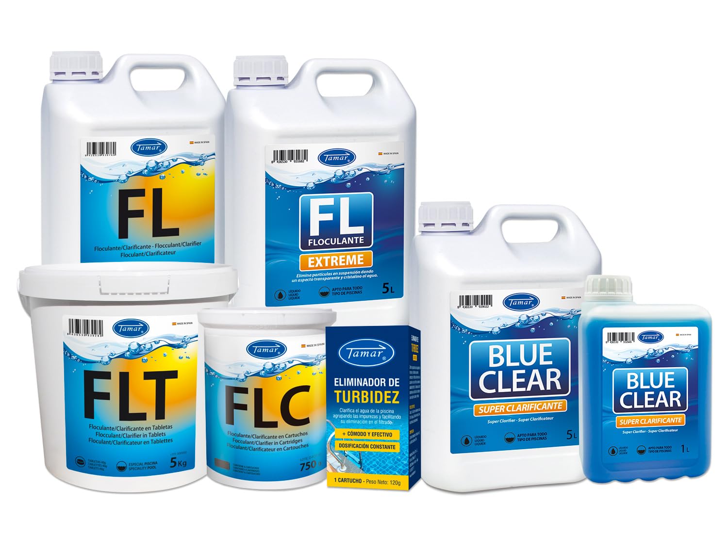 Tamar Floculante en Tabletas 40 g, clarificante, clarificador Agua, eliminador turbidez, agrupa particulas en suspesion, tabletas 5 Kilos