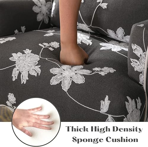 Miniatura 20 de Silla decorativa floral con brazos de tela de lino moderna con almohada extraíble, silla de lectura en esquina tapizada, cómodo sofá individual para