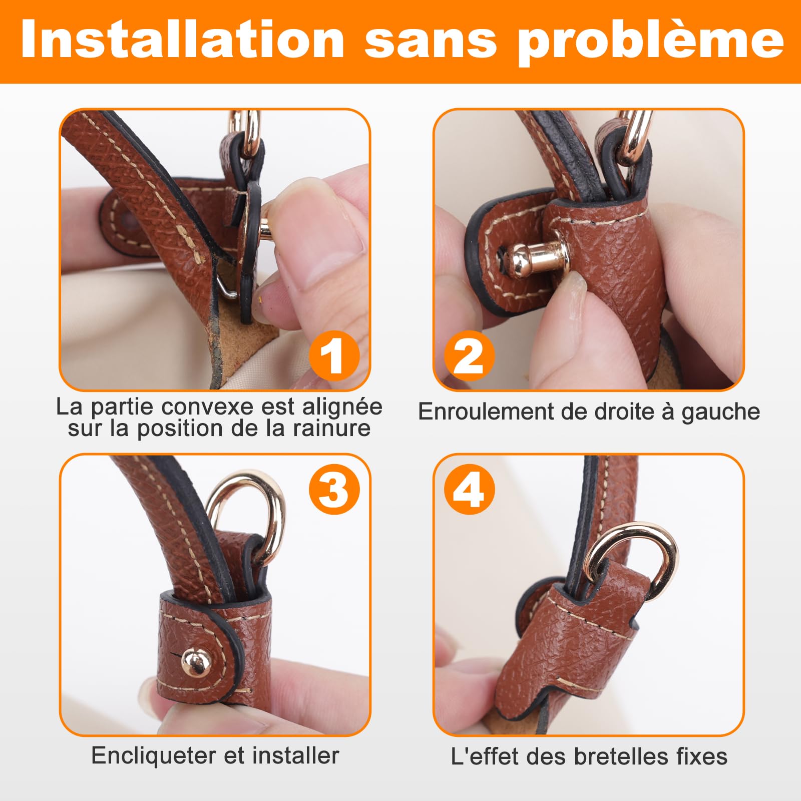 Bandoulière Pour Sac Longchamp,Sangle Réglable En Cuir,Anse Pour