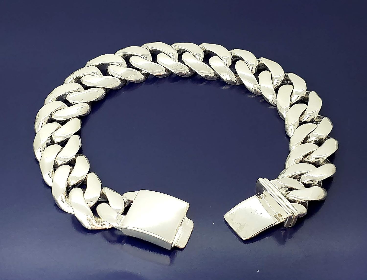 16 mm Heavy Solid Sterling Silver Miami Cuban Link Curb Bracelet Handmade in USA with Custom Handmade Box Lock Sizes 7, 7.5, 8, 8.5, 9, 9.5