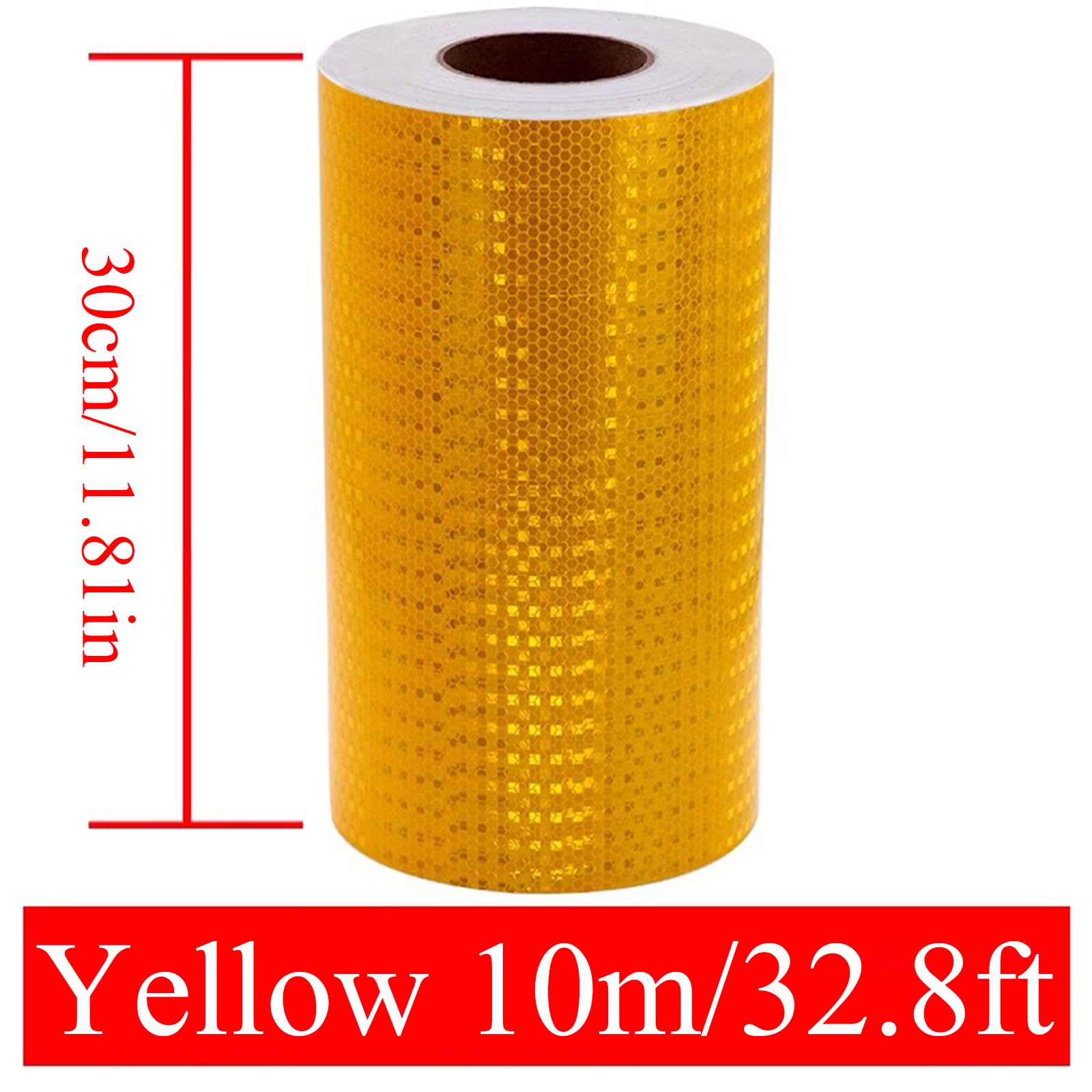 EALLEN Ruban Réfléchissant 10M × 30Cm Ruban D'avertissement Réfléchissant, Ruban Réfléchissant Auto-Adhésif, pour Panneaux D'avertissement De Trafic,Jaune